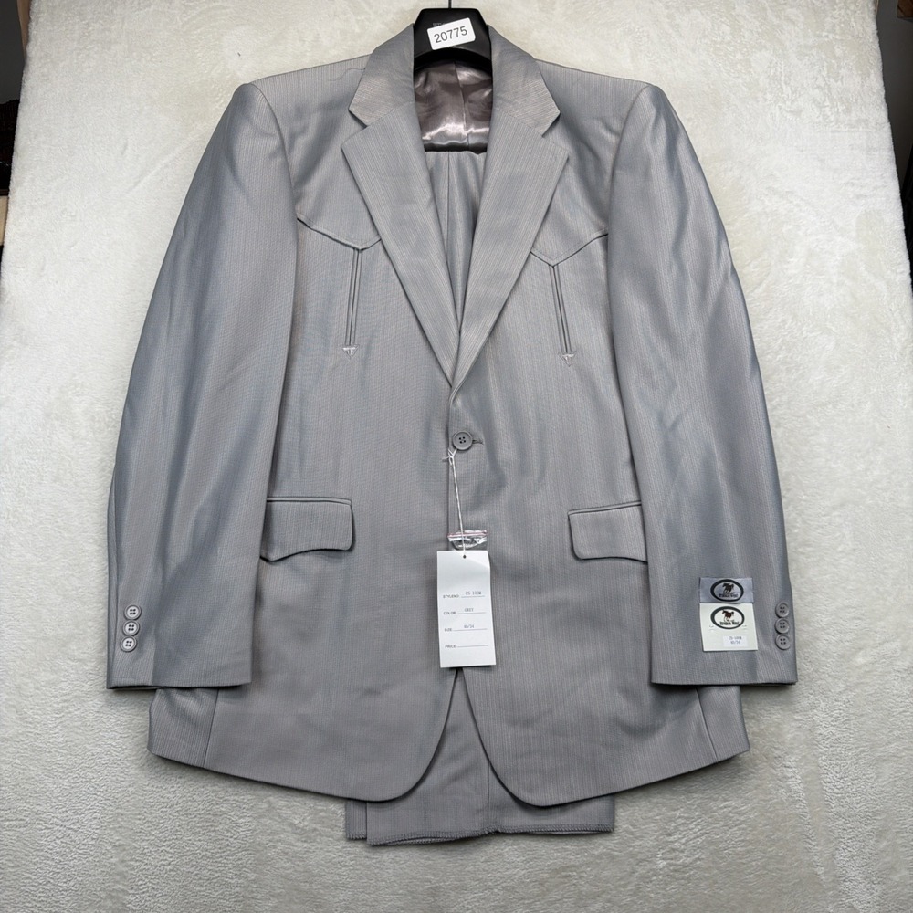Vintage Western Suit Set Mens 40R 34 Gray Cowboy Rodeo Rockabilly 70s